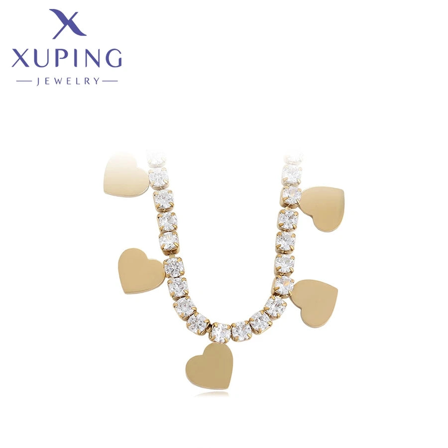 XUPING A00903122 Wholesale Love element Design Female 14K Gold Color Stainless Steel Jewelry Luxury Series Elegant love Necklace