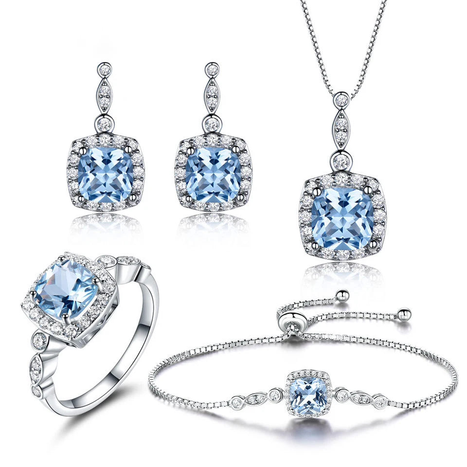 Wholesale Jewelry Sets 925 Sterling Silver Sky Blue Topaz Ring