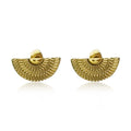 Latest 18K Gold Plated Stainless Steel Jewelry Semicircle Fan-Shaped Piercing Ear Stud for Women Accessories Earrings E221425