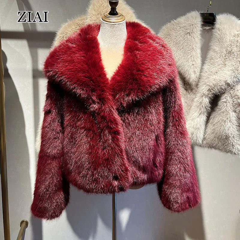 Wholesale Fashion Ladies Fake Fur Coat Winter Women Custom Faux Fur Jacket Warm Faux Fur Coat for Women