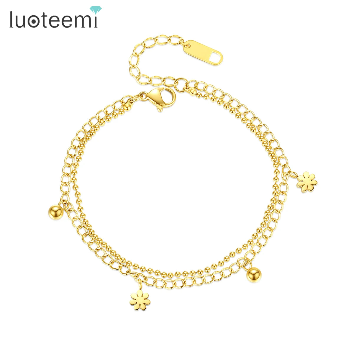 SP-LAM Summer Metal Daisy Trending Fashion Accessory Female New Adjustable Woman Bracelet Stainless Steel