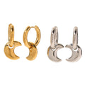 Female French Fashionable Titanium Steel Geometric Moon Pendant Earrings Moon Ring Pendant Earrings for Girls