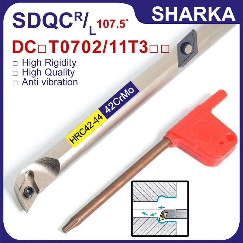 SHARKA 08K S10K S12M S16Q SDQCR07 SDQCR11 Turning Tool Holder SDQCR Boring Bar machine SDQCL DCMT cnc cutting tools