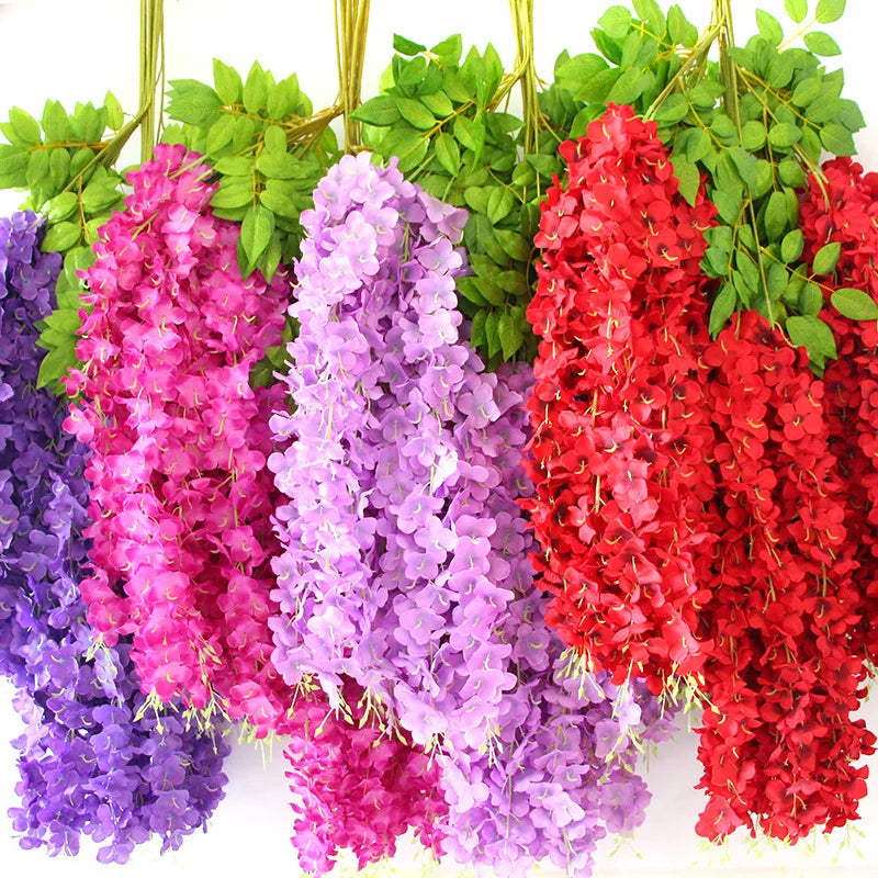 Simulation 3 Fork  Wisteria Hanging  Vines Bean Flowers for Home Hanging Wedding  Decoration