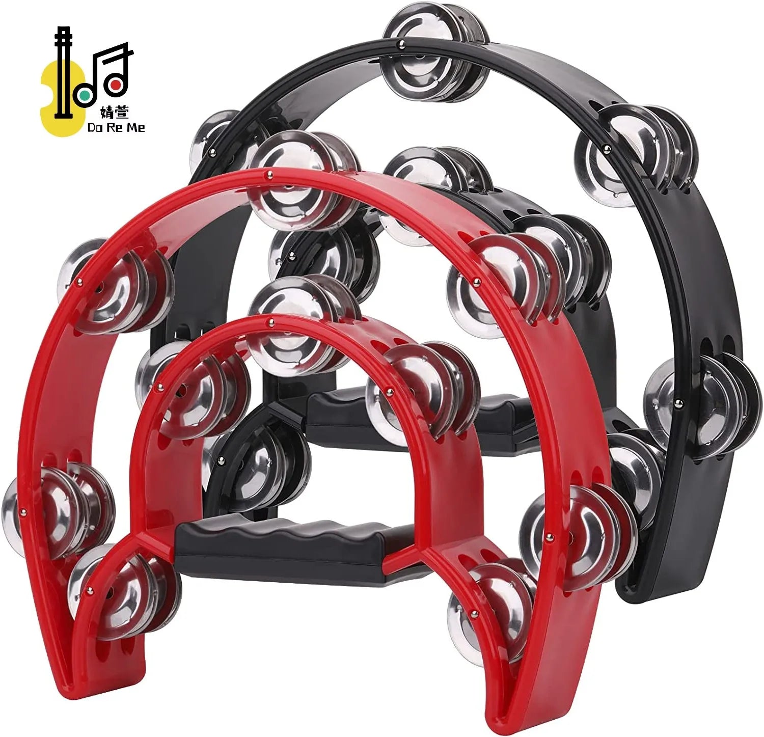 Colorful Double Row Half Moon Handheld Plastic Tambourine the Tambourin Power-2 Factory Price Musical Instrument for Adult Party