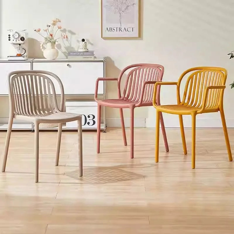 Stackable Foldable Plastic Outdoor Dining Chairs Hollow Design-Ergonomic Backrest Cooling for Cafes Home Bar Weatherproof Use