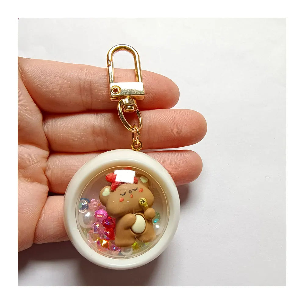 Kawaii Mini Artificial Food Bead Pendant Metal Keychains Making Accessory for Daily Home Car Key Chains