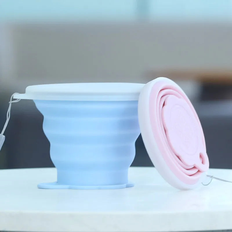 Pocket Reusable Folding Cups Colapsible Mugs Silicone Handkerchief Coffee Cup