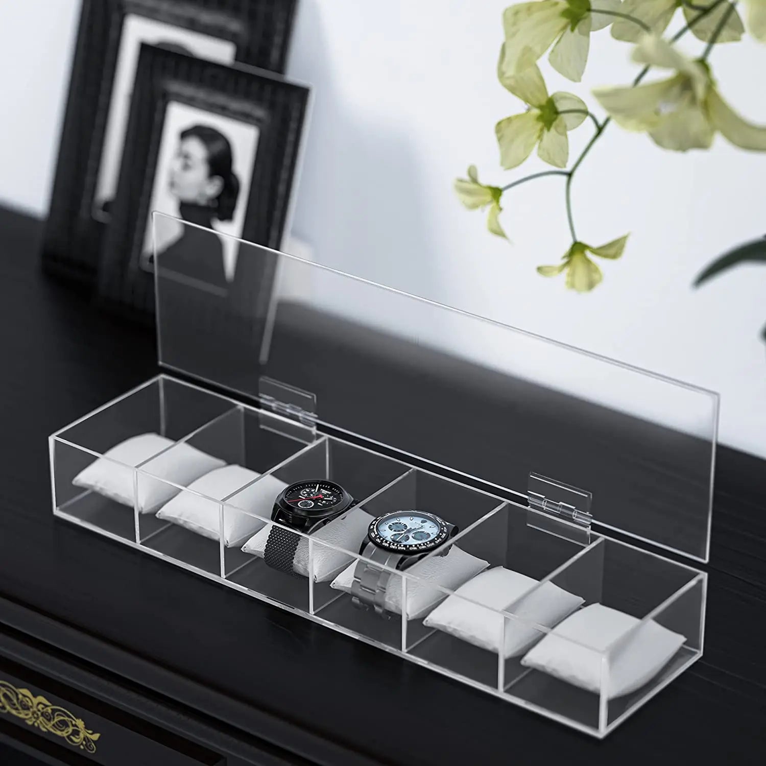 Wholesale clear Acrylic 6 Slot Watch Box Organizer Men and Women Acrylic Watch Jewelry Storage Box
