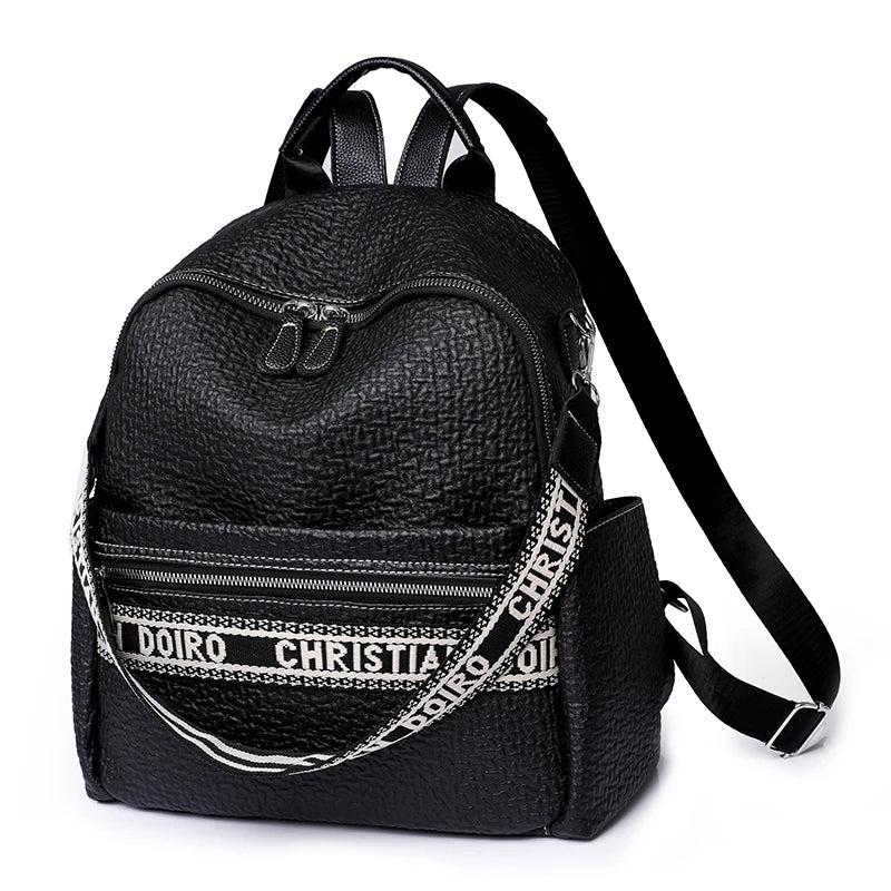 2023 New Fashion Soft PU Leather Students Schoolbag Large Capacity Outdoor Leisure Women's Travel Backpack