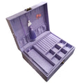 Velvet Flannel Double Layer Purple Retro Jewelry Box Wooden Gift Jewelry Box with Lock for Ring Necklace Storage