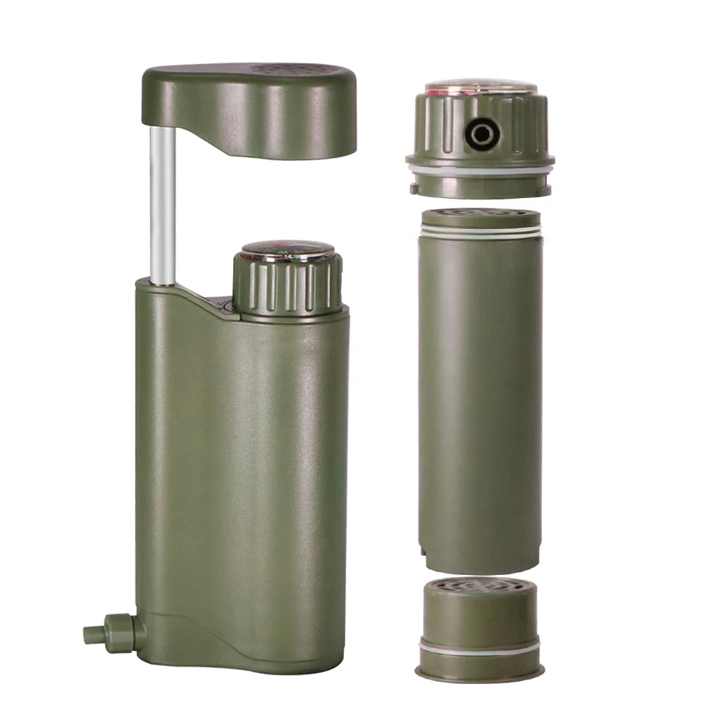 Portable Water Purifier Booster Pump With Replaceable Carbon 0.01 Micron Outdoor Hand Pump Camping Water Filter