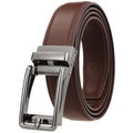Men Genuine Leather Ratchet Dress Belt With Slide Buckle Click Belt Comfort Adjustable Trim to Exact Fit