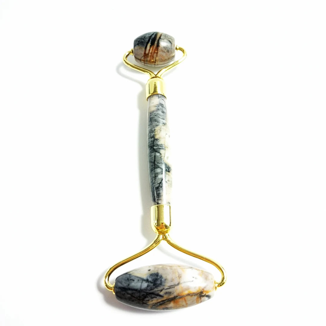 Hongzhuo Picasso jasper Gem Jade Roller Gua Sha Face Roller Facial Beauty Roller Skin Care Tools