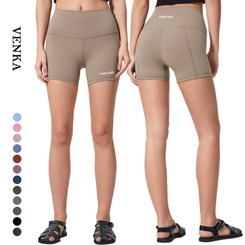 Women Athletic Wear Soft Nude Feeling High Waist Hip Lifting Cycling Shorts Pants Breathable Women's Fitness Yoga Shorts Legging