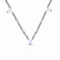 925 Silver Fine Chains Necklace with Three Love Moonstone Elegant Hanging Design