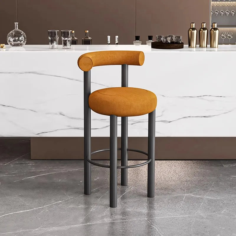 Restaurant Furniture Kitchen Bar Stools Metal Frame Iron High Chair Luxury High Bar Stools Lamb's Wool Bar Stools