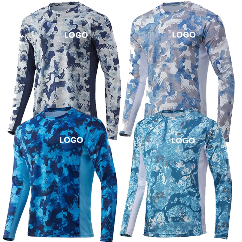 Custom HUK UPF 50 Men's Long Sleeve Full Sublimation Printed Breathable Quick Dry Performance Fishing Jersey in Plus Sizes