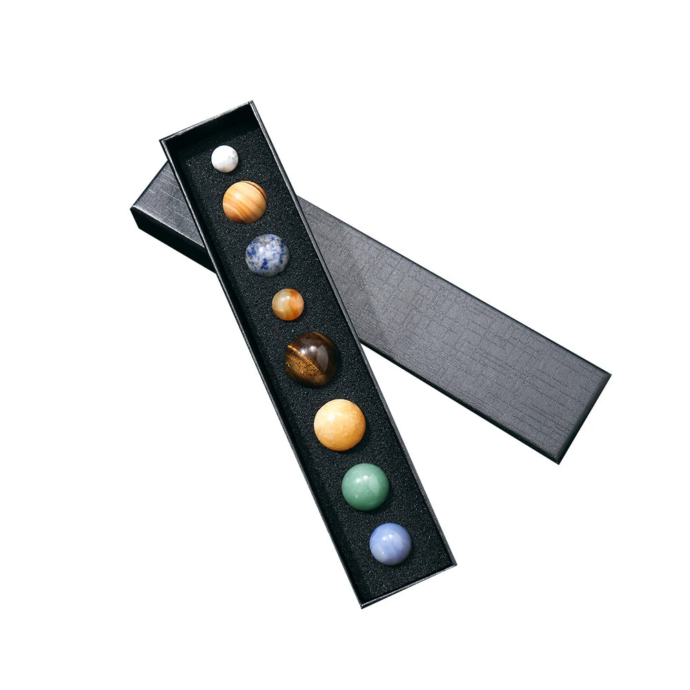 The Eight Planets of the Solar System Crystal Crafts Gemstone Green Aventurine Chakra Crystal Set