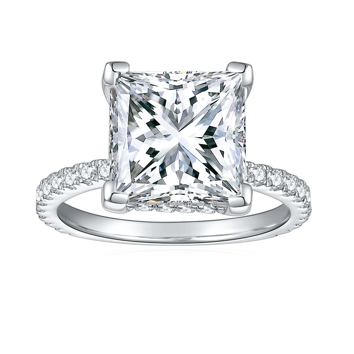 Moissanite Ring 925 Silver Wedding Jewelry Square Princess Cut Moissanite Wedding Silver Rings for Women