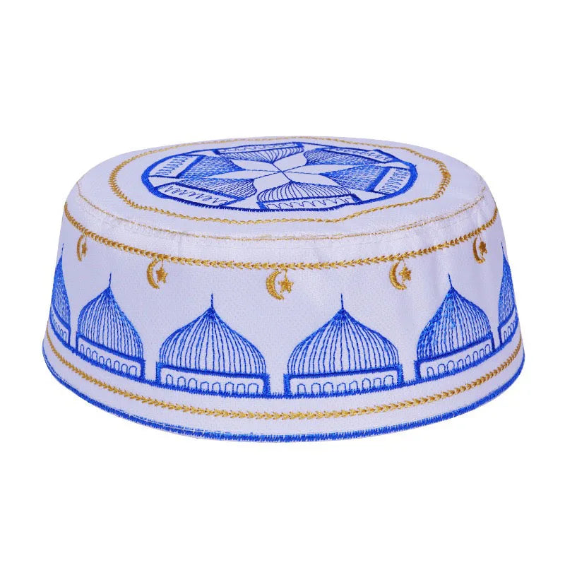 Embroidered Kufi Muslim Prayer Hat Islam Religious Hard Skull Cap Arabic Messianist Prayer Caps