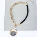 Personality Fashion Geometric Round Alloy Diamond Ladies Short Choker Necklace