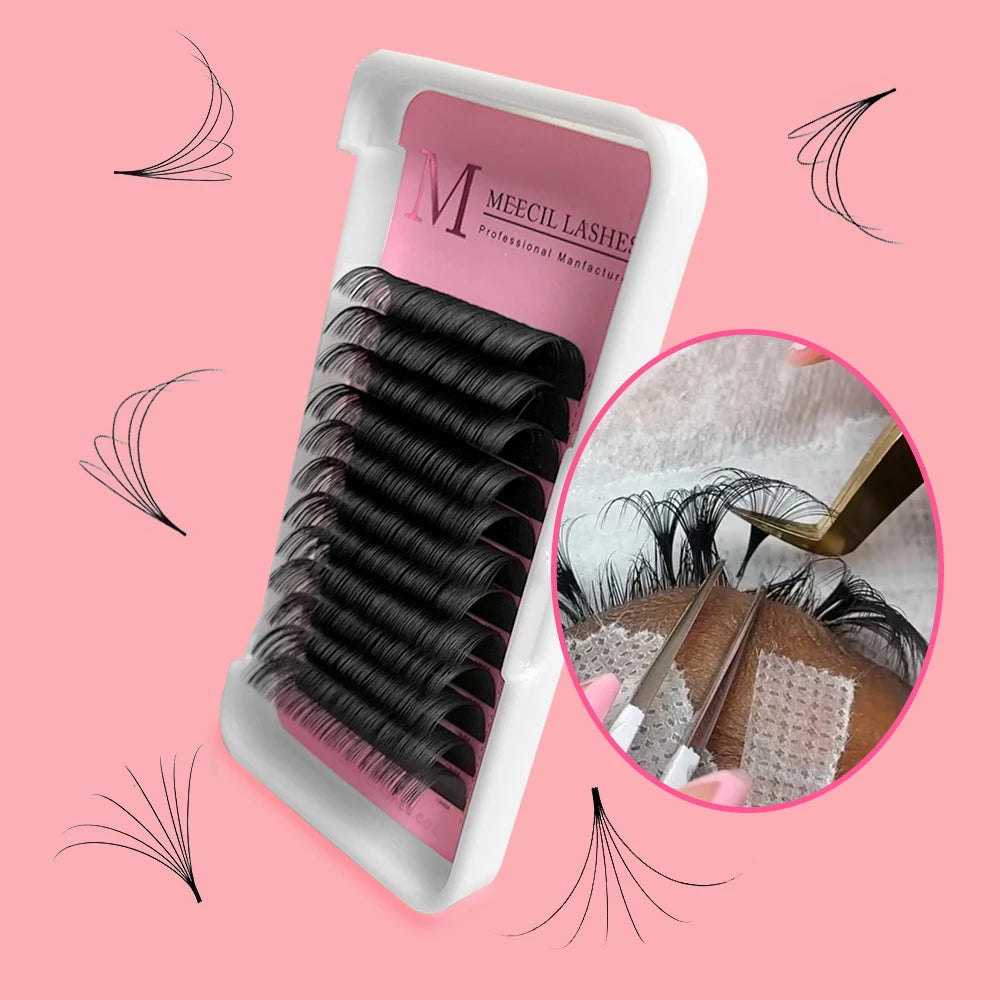 Custom Logo CC Curl Synthetic Hair Natural Long Handmade Korean PBT Fiber Individual Easy Fan Lash Velvet Premium Lash Extension