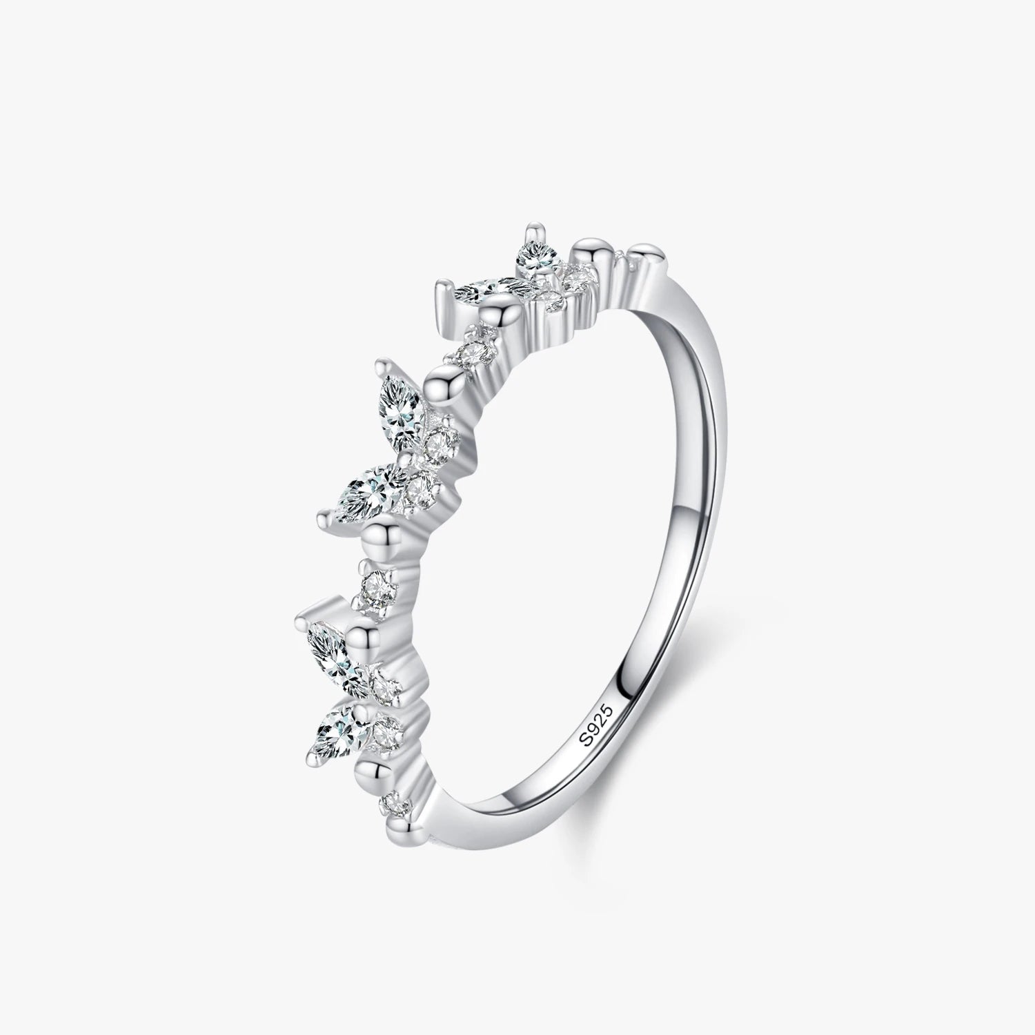 Ailmay Genuine 925 Sterling Silver Shiny Zirconia Elegant Butterfly Ring for Women Romantic Wedding Anniversary Jewelry Gift