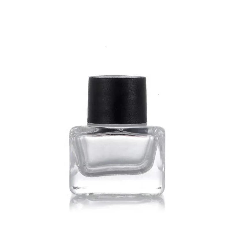 Stock Leak-proof Screw Cap Eco-friendly Black Cap Flat Shoulder Square Mini Vintage Empty 5ml Perfume Essential Oil Glass