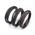 Hot Selling Stainless Steel Clasp Multi Layer Real Genuine Leather Bracelet Jewelry for Men