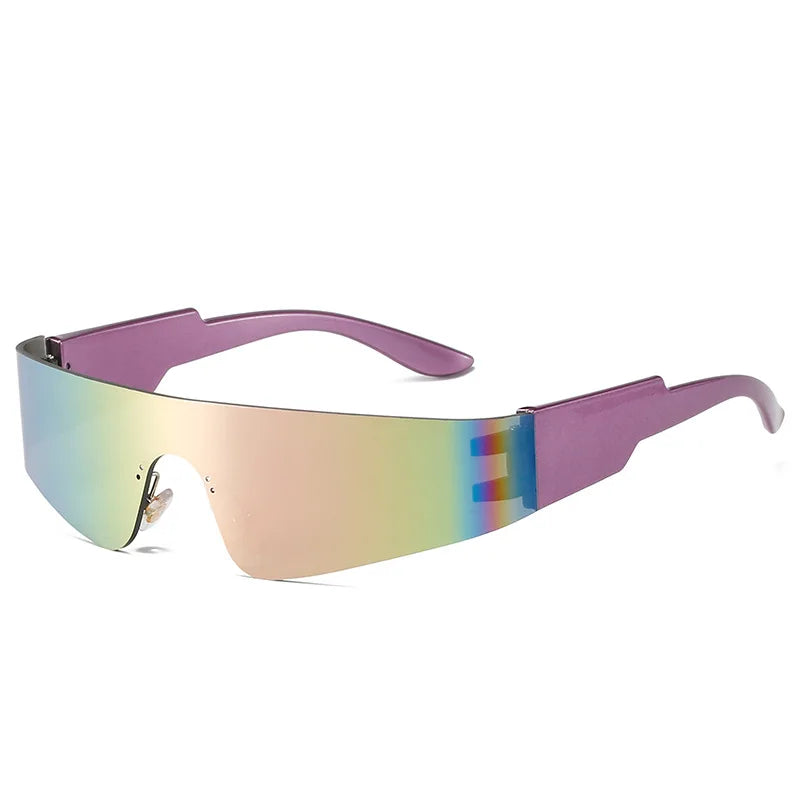 2022 New Trendy Rimless Sunglasses Women Fashion Punk Sport Eyeglasses Men Mirror One Piece Sunglasses