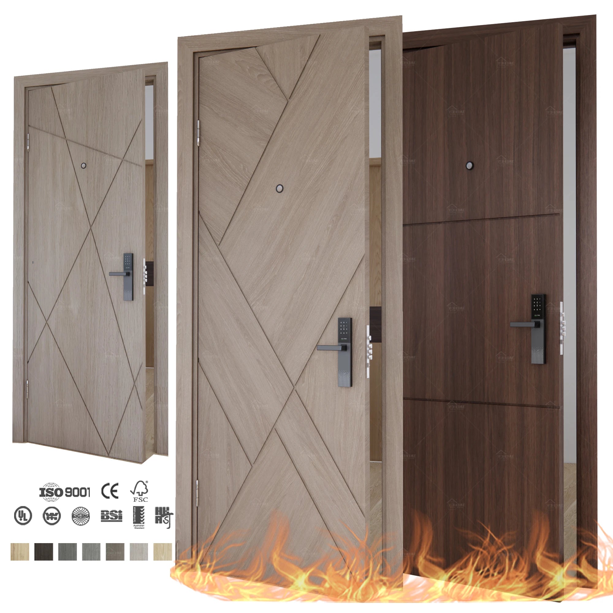 American Engineered Fire-Rated Timber Door with 20/45/60/90 Min Fireproof Manufacturer of Interior Wooden Doors