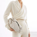 2023 High Quality Custom Women V Neck Knitted 100% Wool Sweater Pullover
