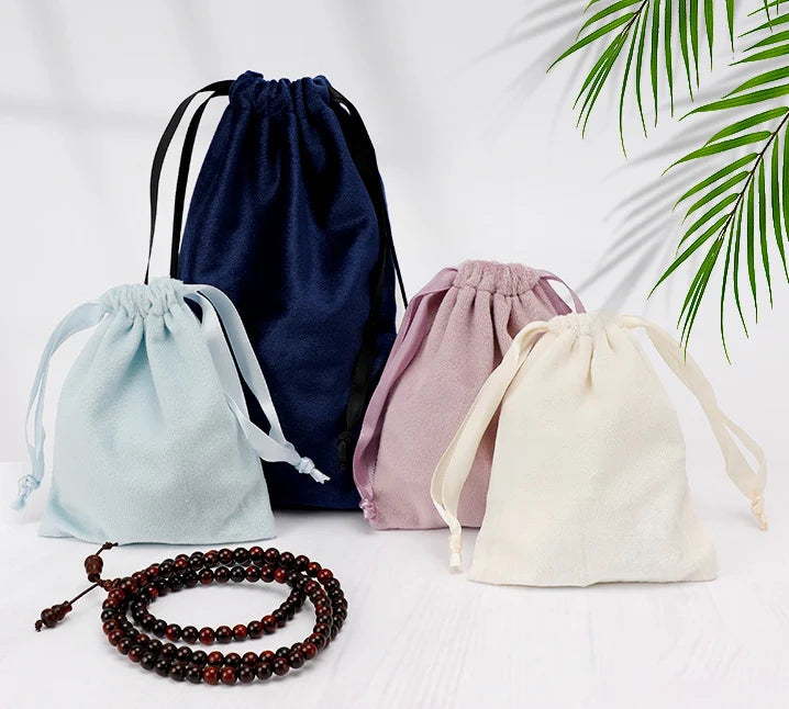 Eco Friendly Packaging Pouch Jewelry Protect and Storage Personalized Flannel Velvet Drawstring Bag Suede Gift Bags