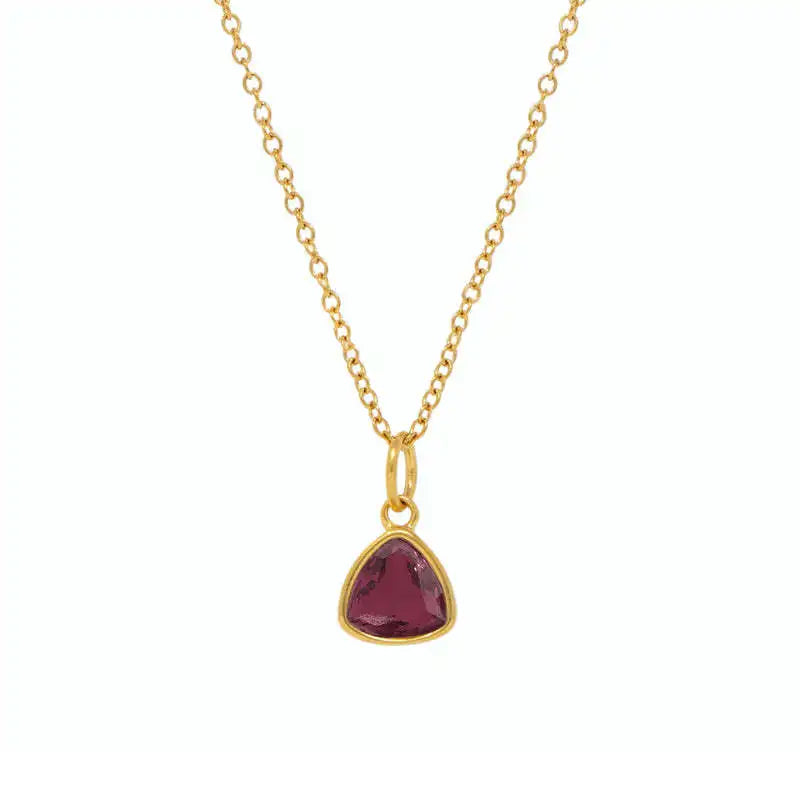 12 Months Birthstone Zircon Pendant Necklace 18K Gold Plated Stainless Steel Necklace Jewelry for Women Gifts