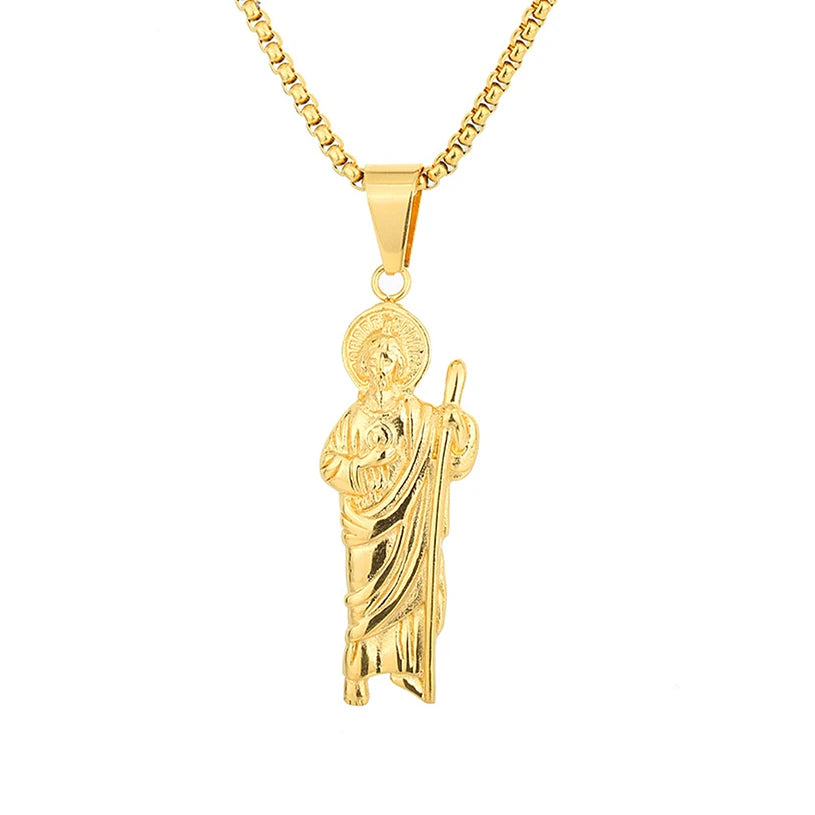 Meaningful San Judas Religious Clavicle Chain Exquisite Stainless Steel Necklace Classic Mary Necklace for Women Men