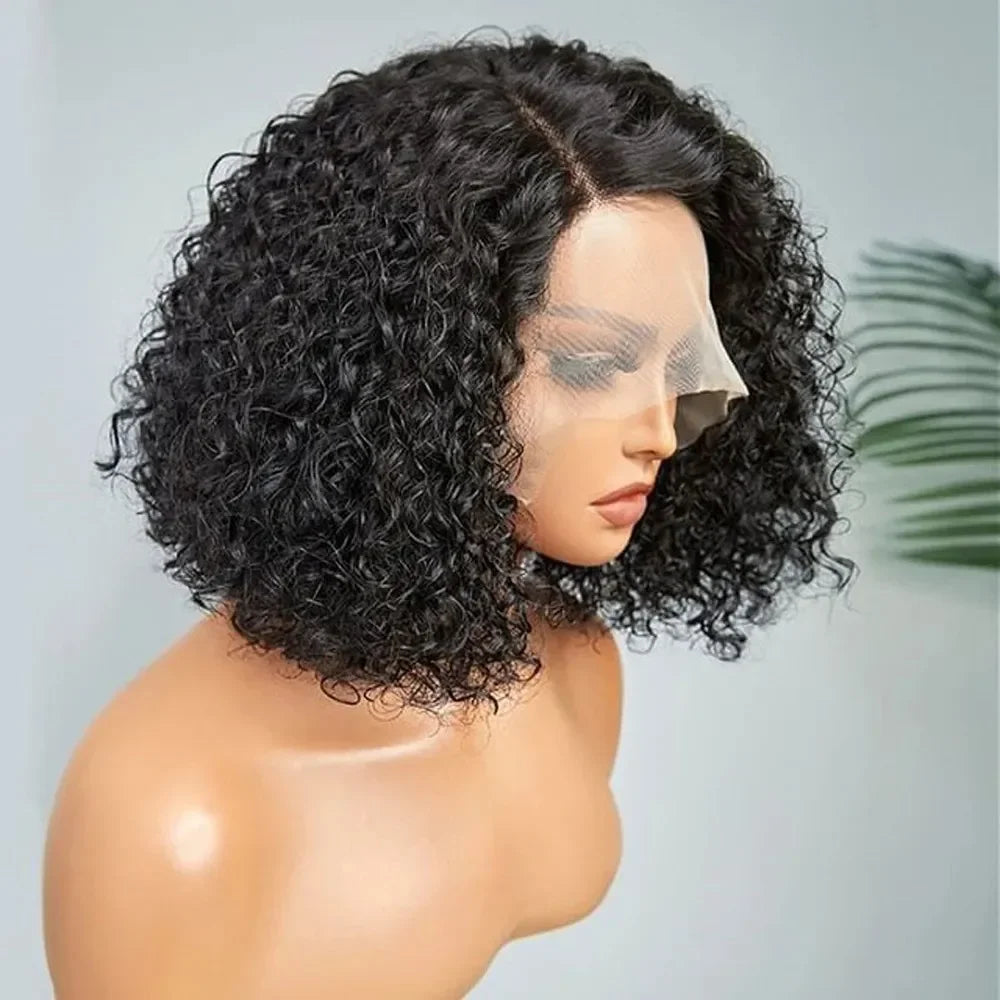 Brazilian Curly Lace Front Human Hair Wigs Short Bob Wig With Preplucked Hairline for Black Women