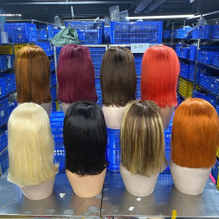 Bone Straight bob Wigs Double Drawn Vietnamese Raw Indian Hair Wigs Natural Human Hair Lace Front Glueless hd Lace Frontal Wig