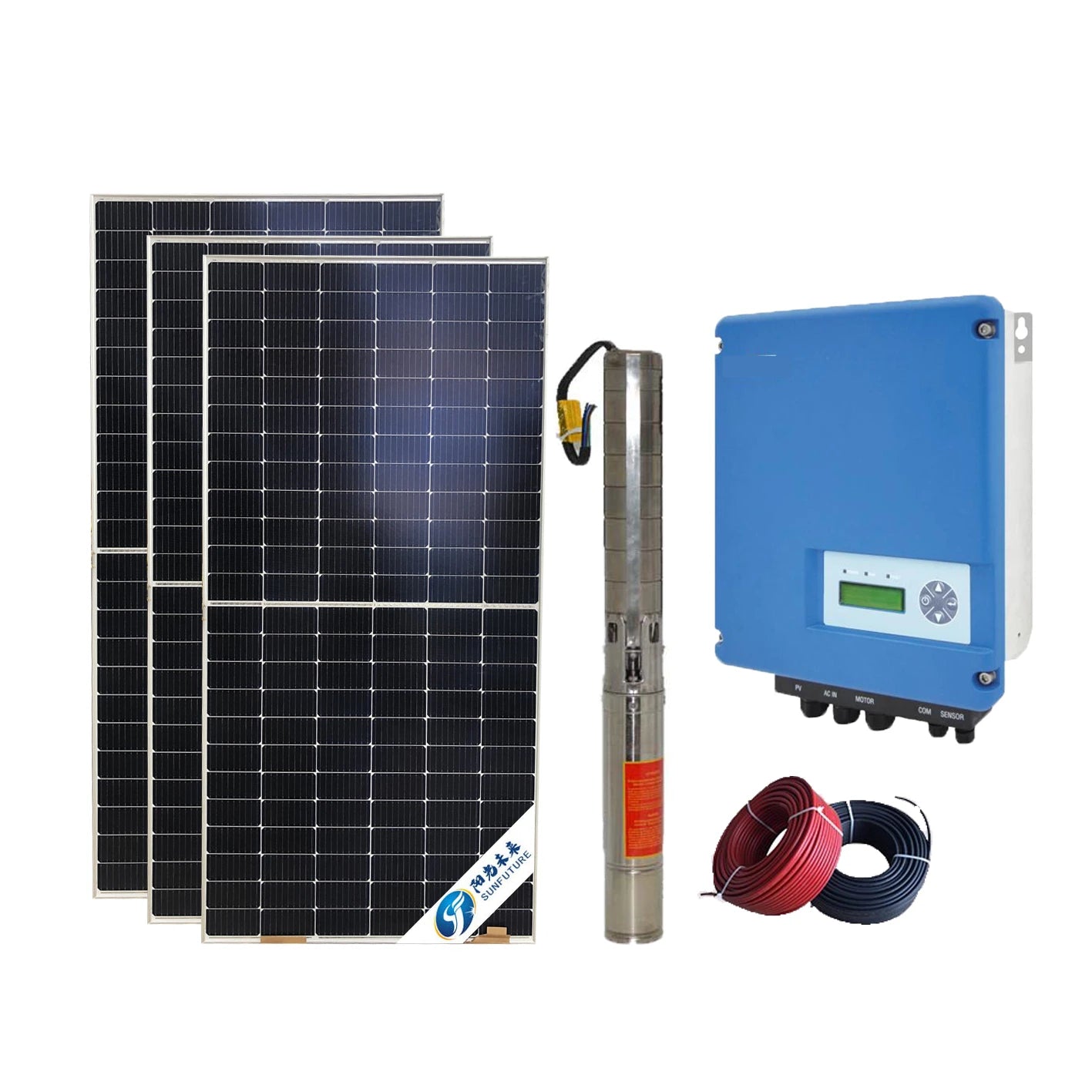 SUNFUTURE 550W AC Solar Power Water Pumps Pumps Agriculture Irrigation IP65 MPPT Hybrid Solar Pump Inverter 5 M3/h 1 Years