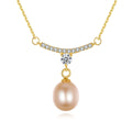 CZCITY Natural Freshwater Sterling Silver Cz Pendant Cubic Zirconia Pearl Jewelry Chain Lady Bling Necklace