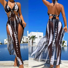 Mesh Tie Dye Printing Bikini Trending Bathing Suits for Women 2024 Swimwear