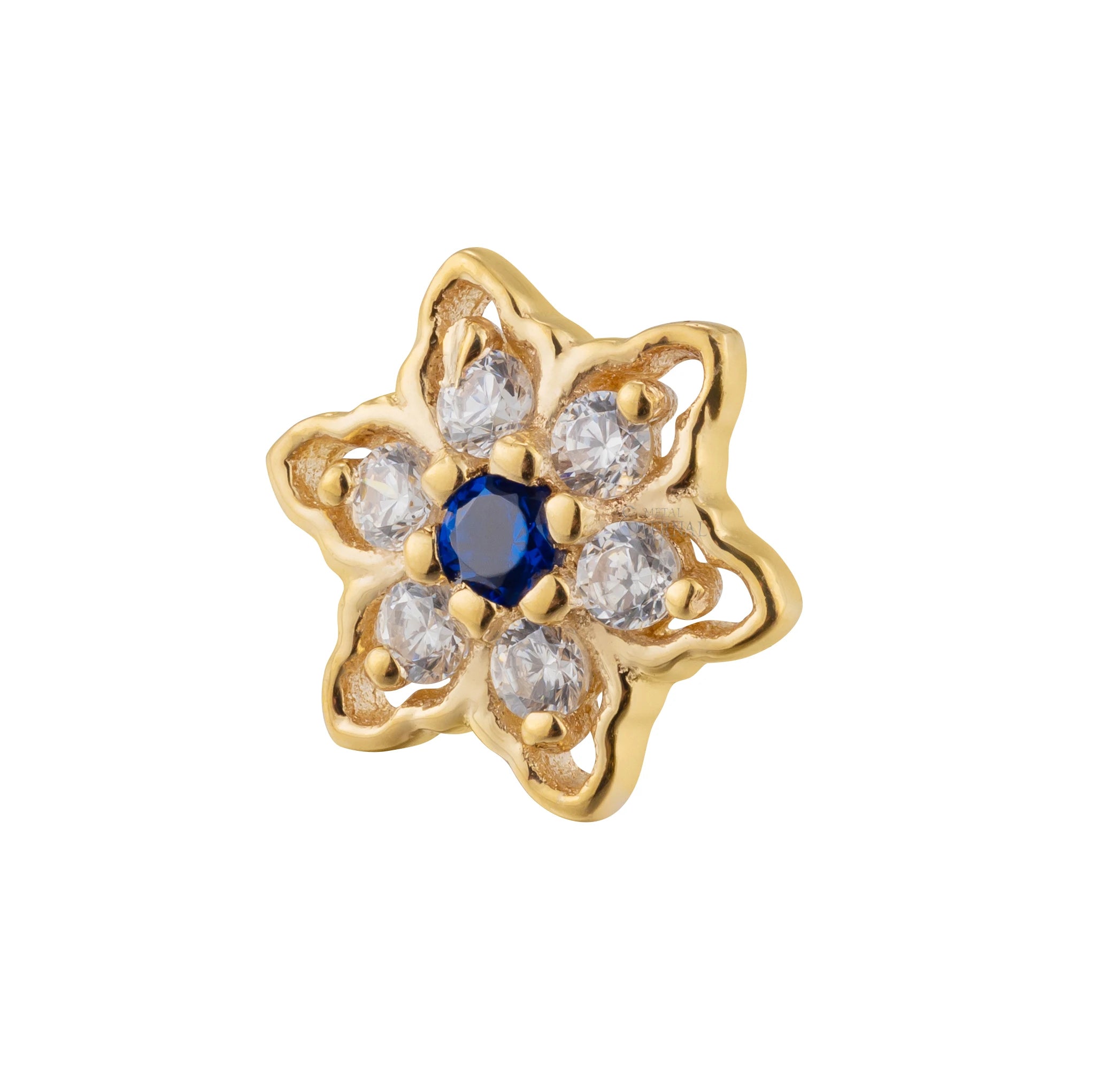 Eternal Metal  14Kt Solid Gold Flower Threadless Top Piercing Body Jewelry