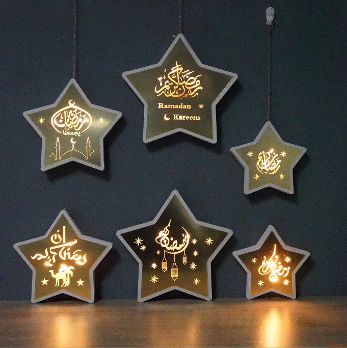 2026 Ramadan Kreem Middle East Arab Eid Mubarak Wall Home Muslim Decoration Moon Lantern Mosque Decoration Star Hanging Lamp
