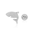 Fine Jewelry 925 Sterling Silver Shark Shape Simple Zircons Tiny Stud Earrings for Women