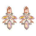 Vintage Crystal Oval Shaped Stud Earrings Jewelry Colored Glass Rhinestone Geometric Earrings Women 2024