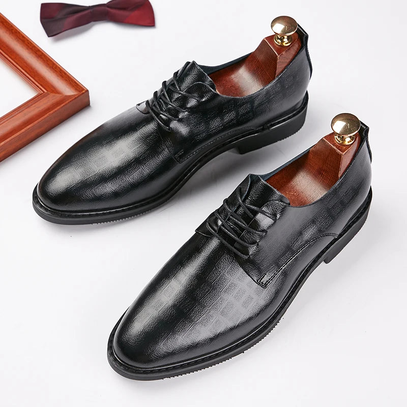 Luxury Men's Dress Loafers Black PU Leather Wedding Shoes Dropshipping Big Size Office Shoes for Autumn