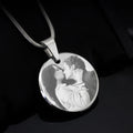 Tungsten Steel Pendant Customized Laser Engraved Photo Logo Zircon Anniversary Silver Plated Minimalist Geometric Necklace