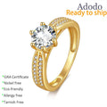 Fine Jewelry 6 Prong Set Round Cut 1ct VVS GRA Moissanite Dainty Non Tarnish Hand 925 Silver Gold Plated Jewellery Rings Women