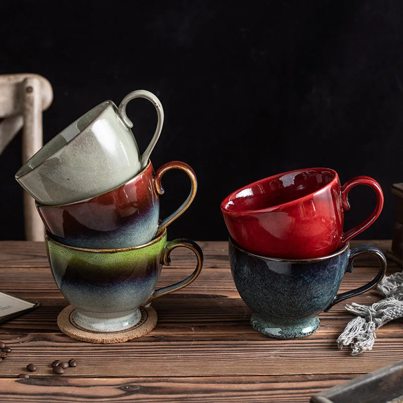Small Kiln Change Tea Cup Ceramic Glaze Mug Small Coffee Cup with Handle
