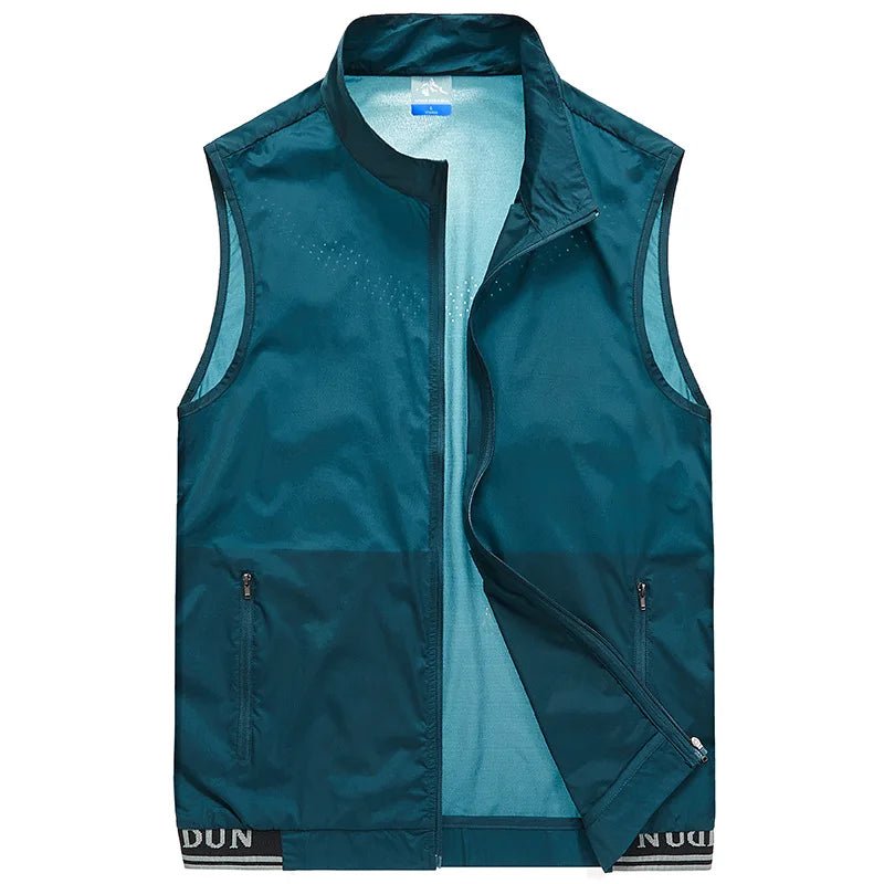 Men's Ultra-Thin Summer Waistcoat Vest Breathable Casual Outerwear with Sunscreen Jacket Fashionable Sleeveless Waistcoat Top